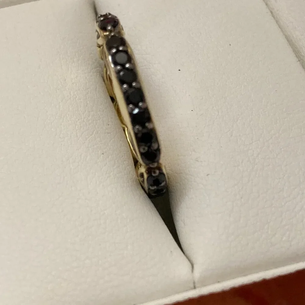 Women Realm Stack Ring Size 6 Black CZ Gold Vermeil